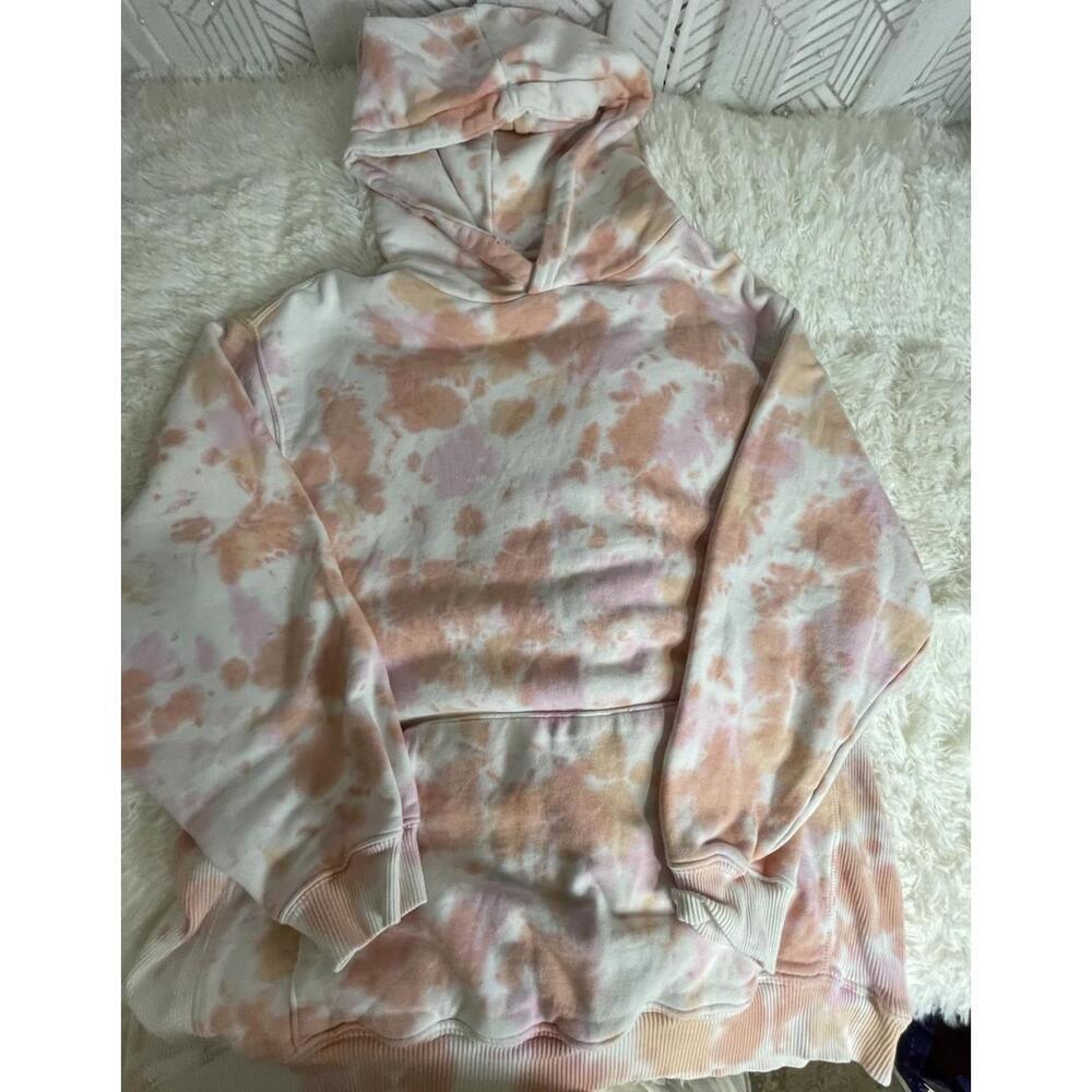 Aerie Oversized Tie Dye Everyday Hoodie Sweatshirt Womens Large Pink Orange Boho